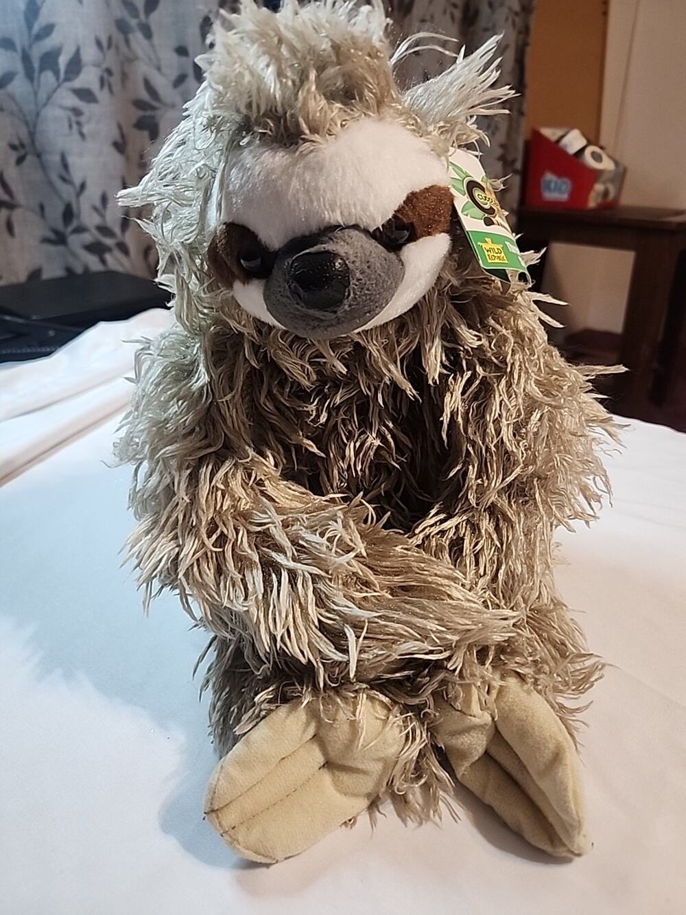 Wild Republic Cuddlekins Three Toed Sloth 2013 / 17" - 12" Sitting Plush Shaggy